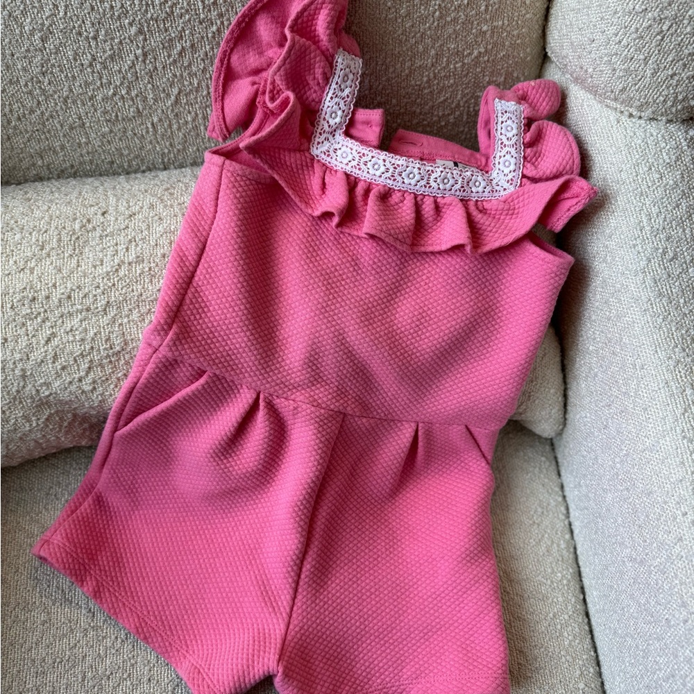 Janie and Jack girls pink ruffled romper